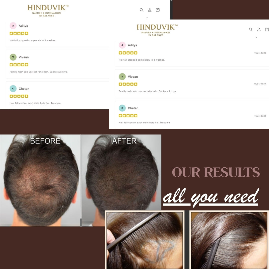 HINDUVIK Hair Care Combo: Anti-Hair Fall Herbal Shampoo & Lotus Nourishing Conditioner