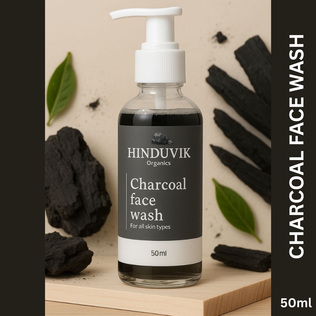 Luxury Charcoal Face Wash – Anti-Acne & Glow Cleanser with Aloe Vera & Essential Oils – 50ml