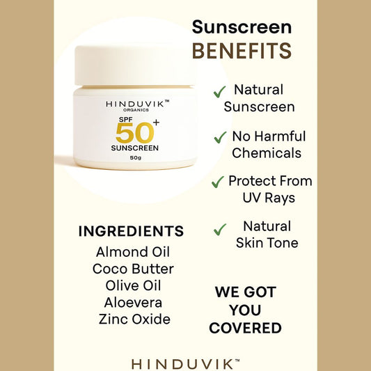 HINDUVIK SPF 50+ Mineral Sunscreen | Luxury Natural UV Defense