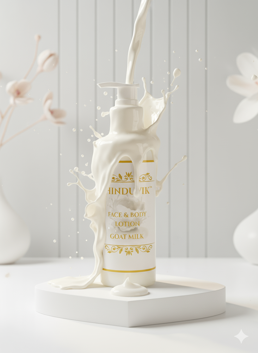 HINDUVIK Goat Milk Face & Body Lotion | Natural Hydration with Cocoa, Mango & Almond Oil-200ML