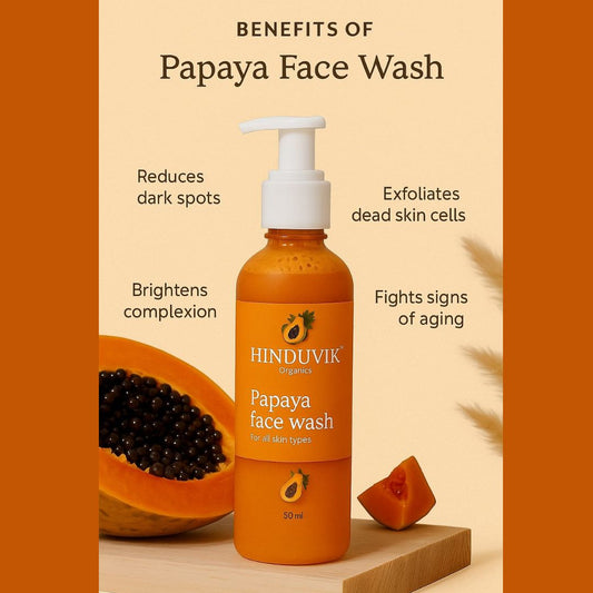 HINDUVIK Organics 3-Pack: 2x Natural Zinc SPF 50 Sunscreen & 1x Brightening Papaya Face Wash