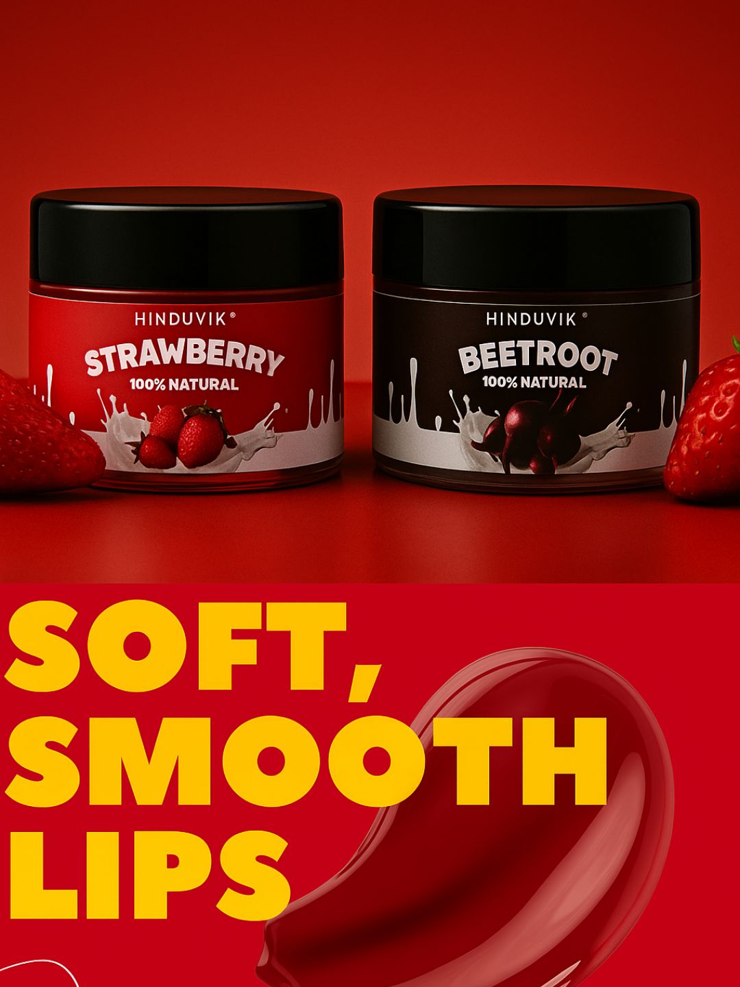 Strawberry & Beetroot Lip Balm Combo | 100% Natural | Tinted Nourishment | Vegan-15ml