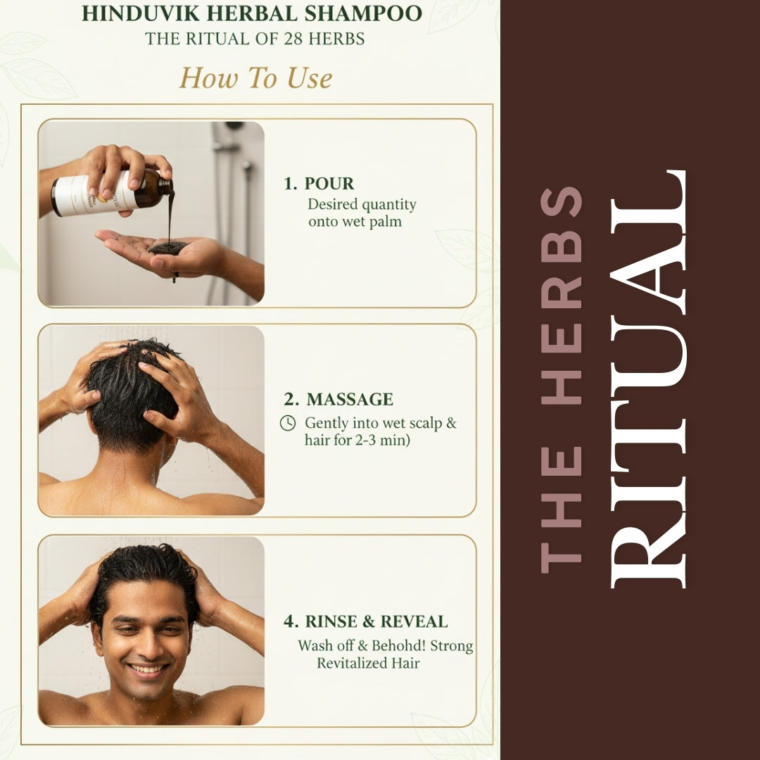 HINDUVIK Herbal Shampoo for Hair Fall Control, Dandruff Solution & Regrowth With 28 Herbs | Sulfate & Paraben Free-100ml