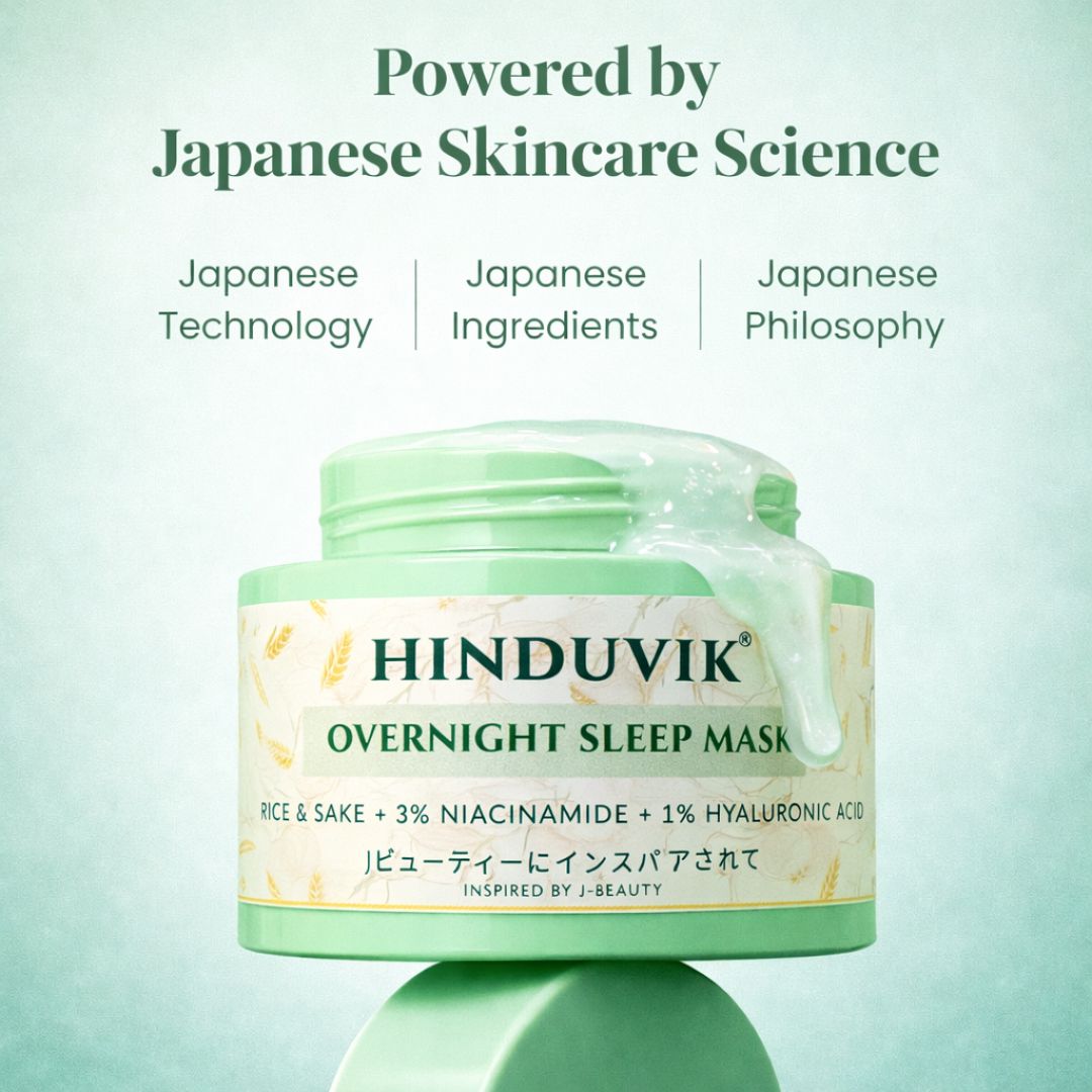 HINDUVIK Sleep Mask (Pack of 2 - SALE) Rice & Sake Overnight Mask for Luminous Glass Skin | With Niacinamide, Pro Vitamin B5 & Hyaluronic Acid | 100ml
