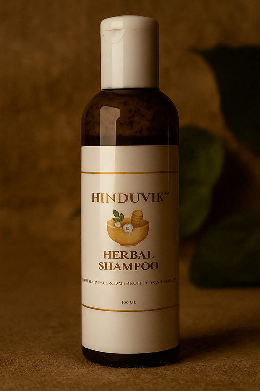 HINDUVIK Herbal Shampoo for Hair Fall Control, Dandruff Solution & Regrowth With 28 Herbs | Sulfate & Paraben Free-100ml