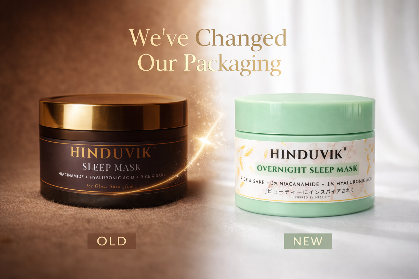 HINDUVIK Sleep Mask (Pack of 2 - SALE) Rice & Sake Overnight Mask for Luminous Glass Skin | With Niacinamide, Pro Vitamin B5 & Hyaluronic Acid | 100ml