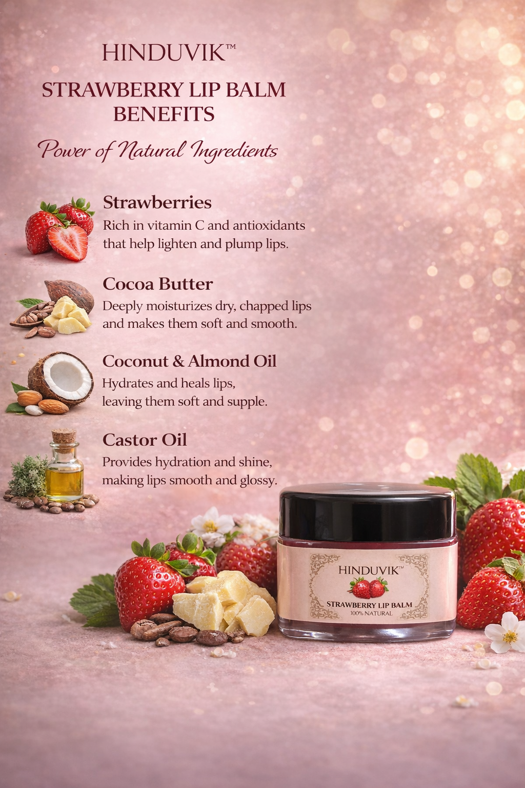 Strawberry & Beetroot Lip Balm Combo | 100% Natural | Tinted Nourishment | Vegan-15ml