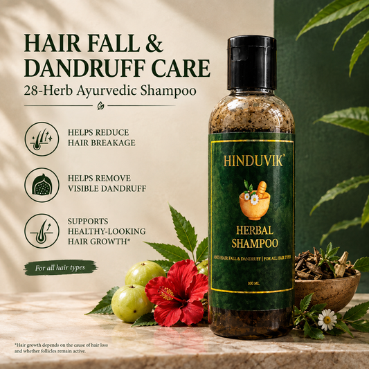 HINDUVIK Hair Care Combo: Anti-Hair Fall & Dandruff Herbal Shampoo & Lotus Nourishing Conditioner