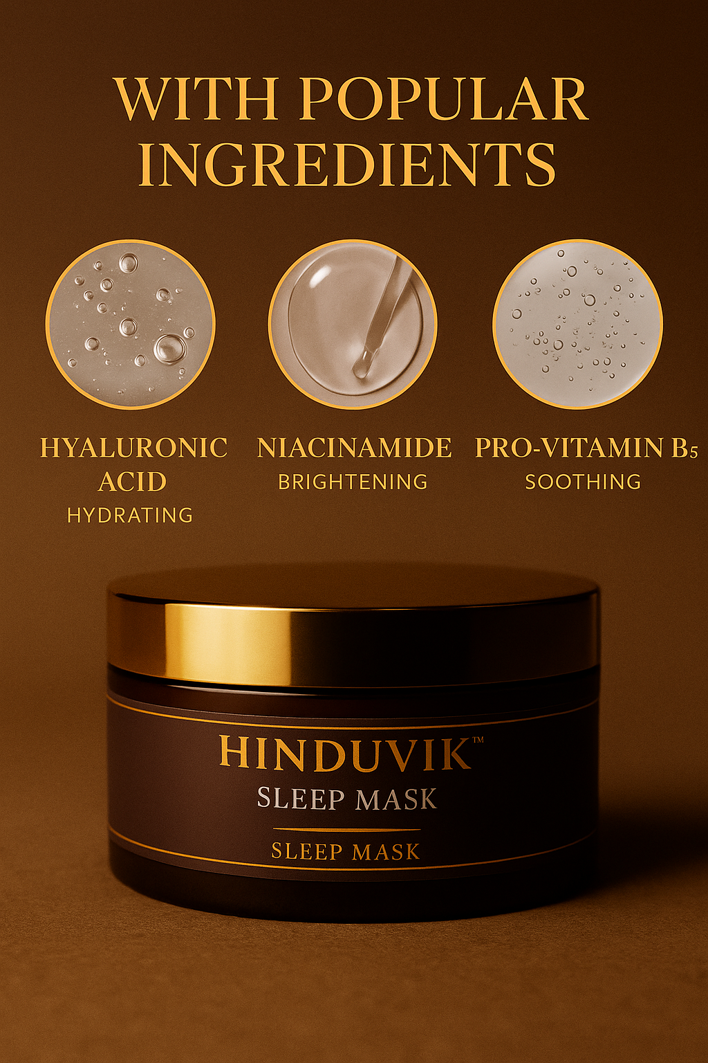 HINDUVIK Sleep Mask (Pack of 2 - SALE) Rice & Sake Overnight Mask for Luminous Glass Skin | With Niacinamide, Pro Vitamin B5 & Hyaluronic Acid | 100ml