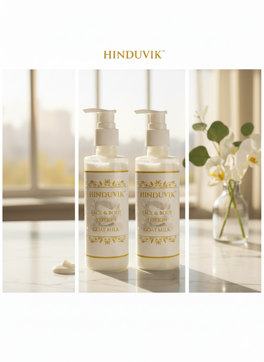 HINDUVIK Goat Milk Face & Body Lotion | Natural Glow & Hydration Pack of 2