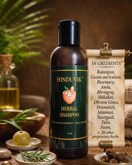 HINDUVIK Hair Care Combo: Anti-Hair Fall & Dandruff Herbal Shampoo & Lotus Nourishing Conditioner
