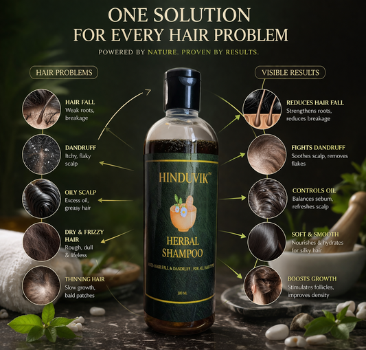 HINDUVIK Hair Care Combo: Anti-Hair Fall Herbal Shampoo & Lotus Nourishing Conditioner