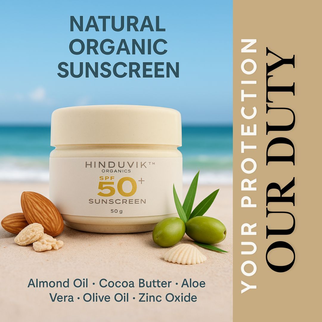 HINDUVIK SPF 50+ PA+++  Mineral Sunscreen With Zinc-Oxide | Luxury Natural UVA/UVB Defense Up to 16hrs