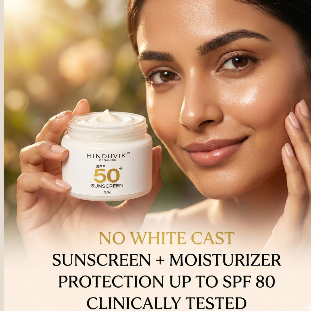 HINDUVIK SPF 50+ PA+++  Mineral Sunscreen With Zinc-Oxide | Luxury Natural UVA/UVB Defense Up to 16hrs